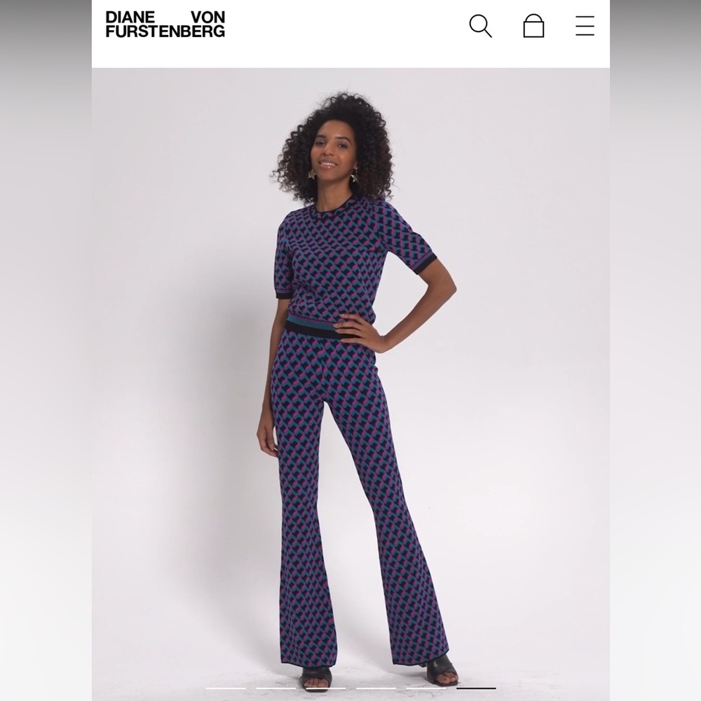 DVF Frennessey Knit Jacquard Top and Hatti Knit Jacquard Pants in 3D Brick Teel